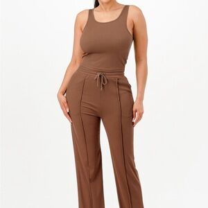Ribbed Tank Top And Pant Set
